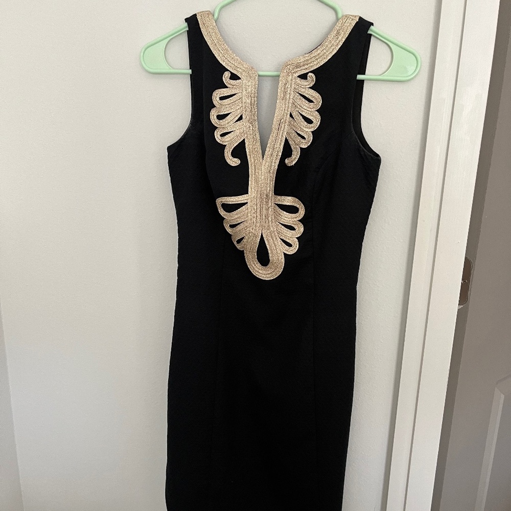 Lilly Pulitzer Black + Gold Janice Dress Shift Dress